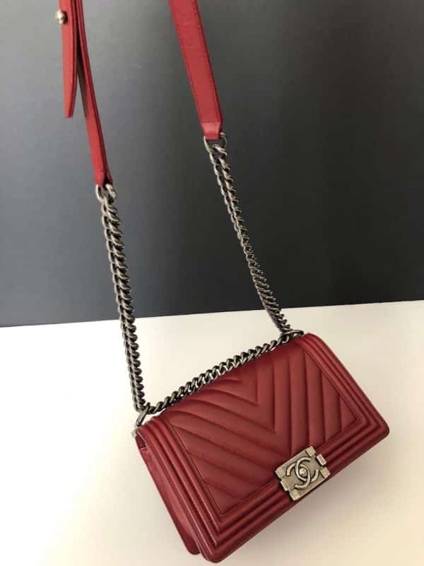 CHANEL Boy Chevron Red  Burgundy 2014 - Image 3