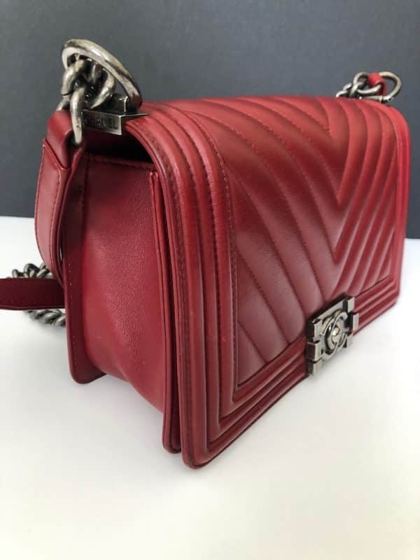 CHANEL Boy Chevron Red  Burgundy 2014 - Image 4