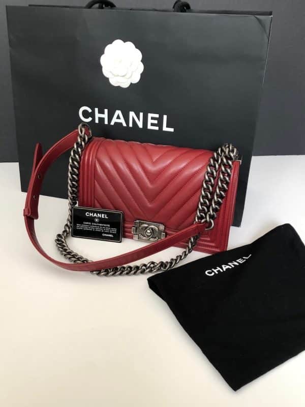 CHANEL Boy Chevron Red  Burgundy 2014 - Image 5