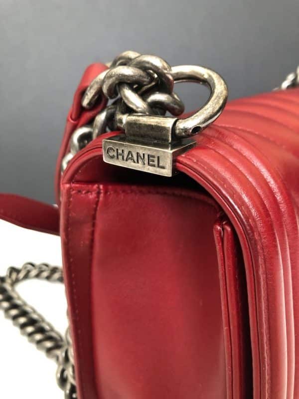CHANEL Boy Chevron Red  Burgundy 2014 - Image 9