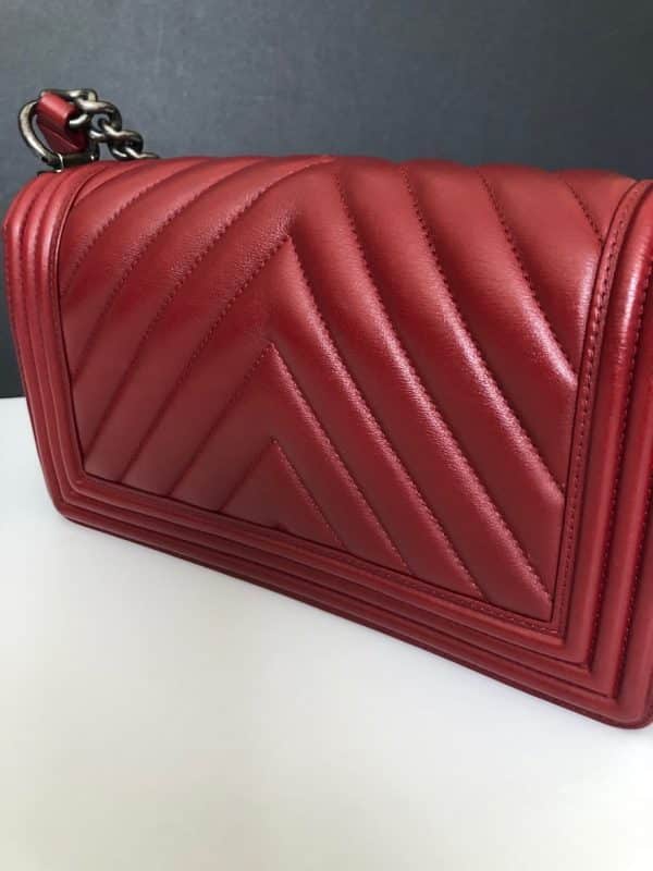 CHANEL Boy Chevron Red  Burgundy 2014 - Image 6