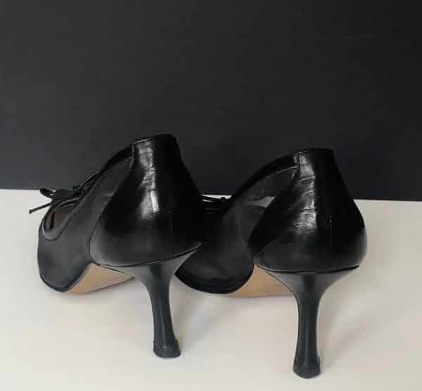 CHANEL Leather Heels and Mesh CC Logo Black Shoes Pump W/Box - Image 9