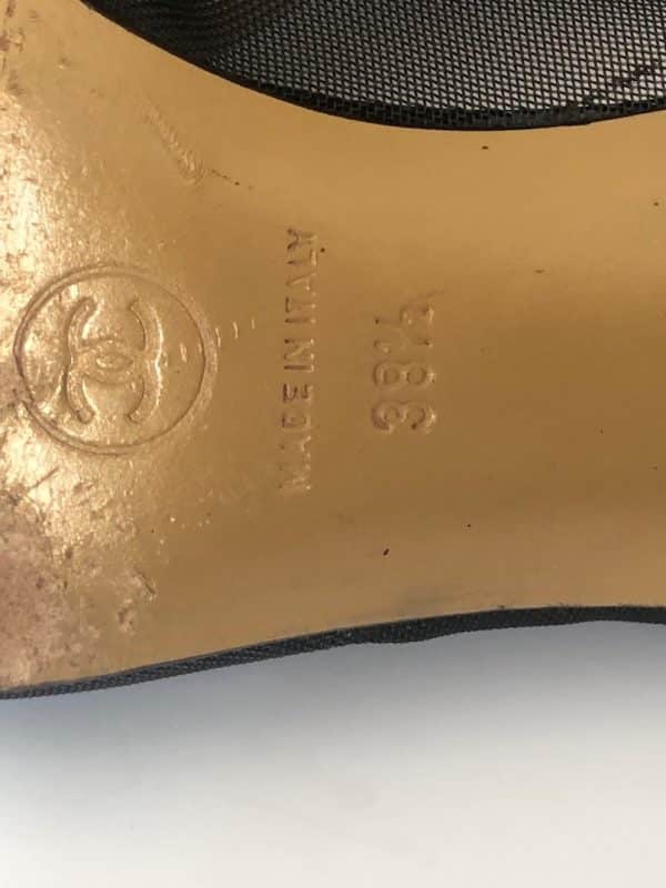 CHANEL Leather Heels and Mesh CC Logo Black Shoes Pump W/Box - Image 11