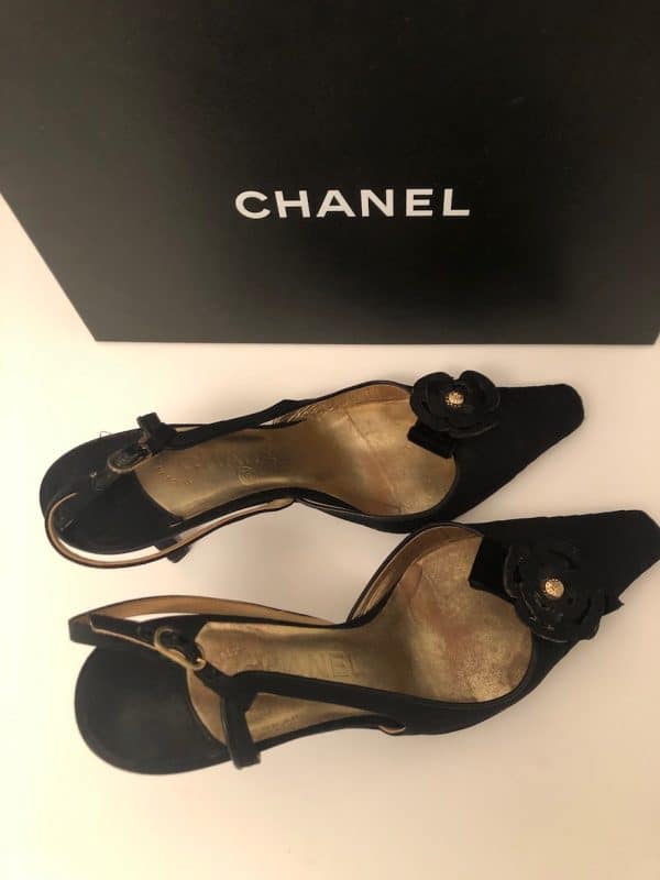 Chanel camellia shoes slingback