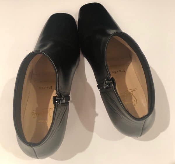 CHRISTIAN LOUBOUTIN Leather Ankle Boots Black Crystal W/ Red Soles Size 36.5 - Image 4