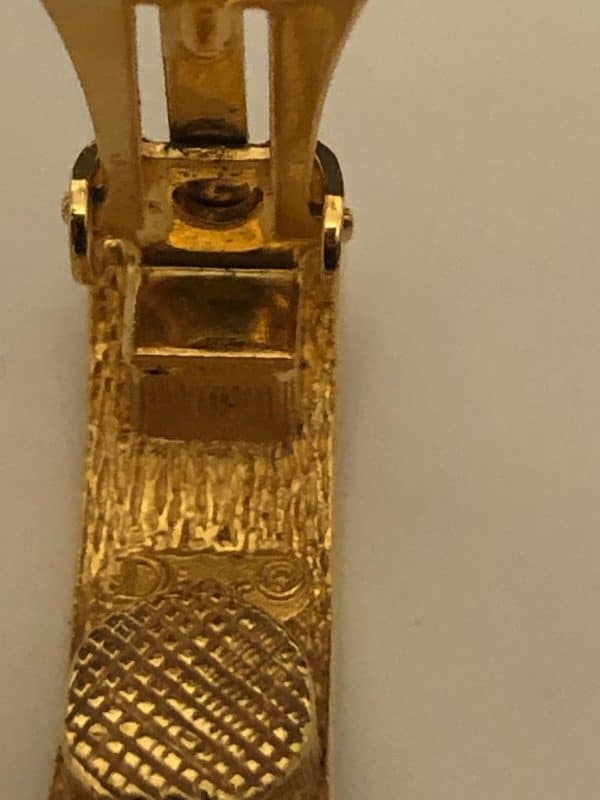 DIOR Logo Clip-on Earrings Hoop Vintage Gold Tone 1990s - Image 5