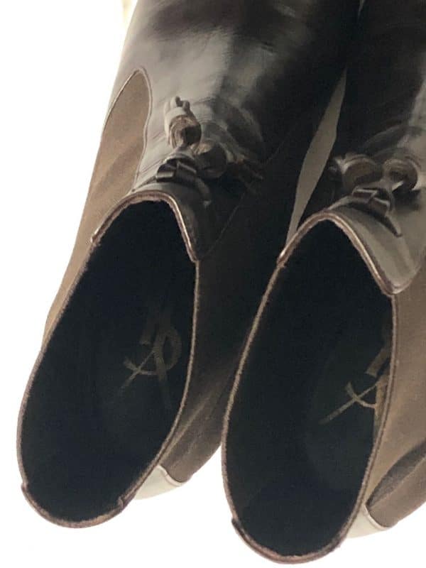 YVES SAINT-LAURENT Ankle Boots Chocolate Leather Stretch 35.5 - Image 4