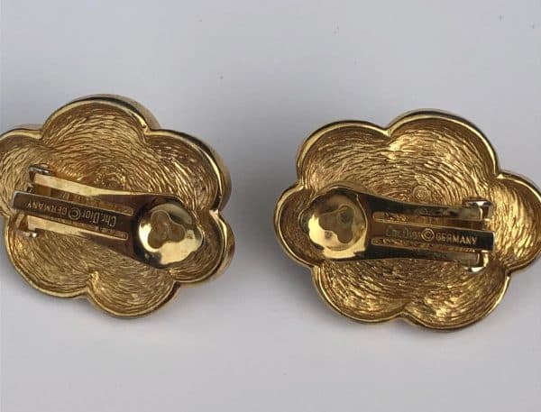 CHRISTIAN DIOR Vintage Earrings 1980s Crystal and Pearl Flower Clip-0n - Image 3