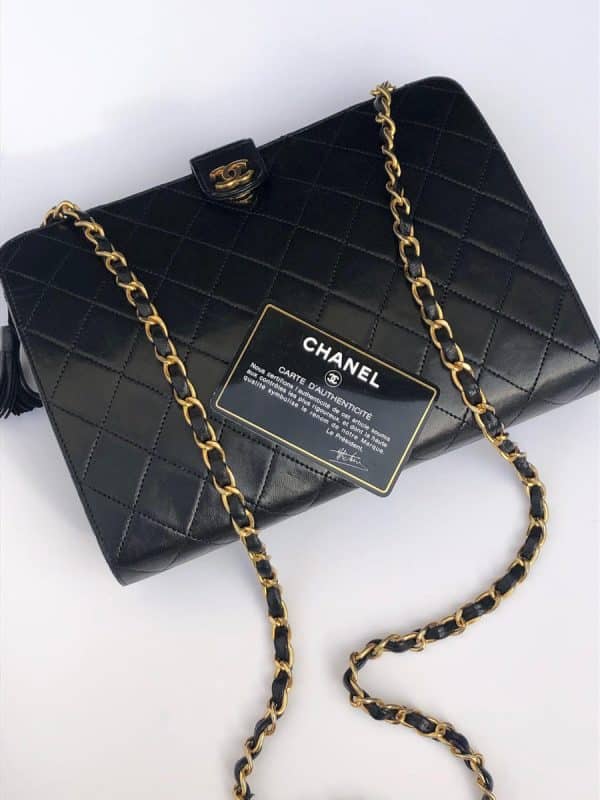 CHANEL 1985 Bag Black CC Logo Classic Quilted Shoulder Strap - Image 2