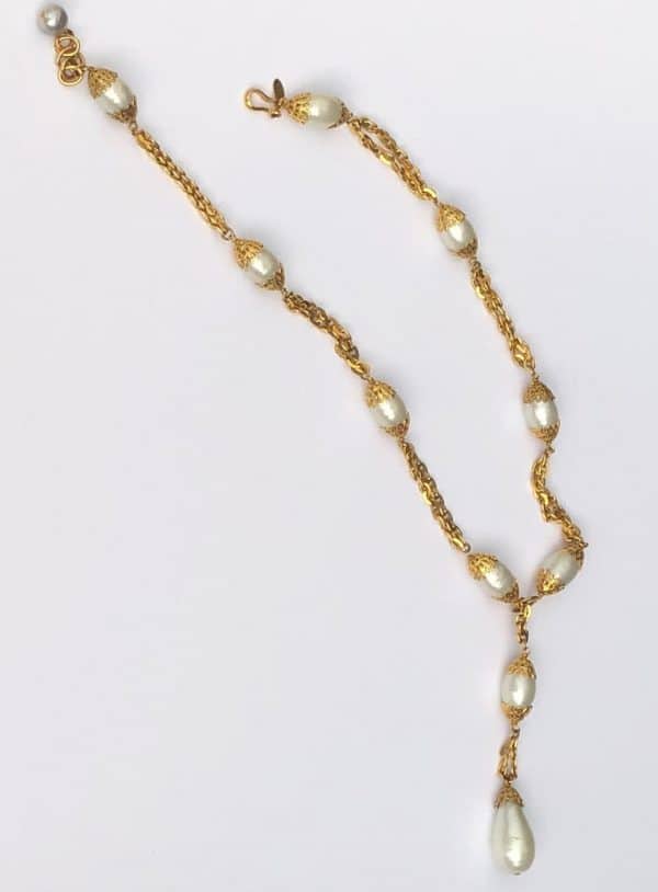 CHANEL 1996 Double Strand Pearls Chain Necklace W/Pendant - Image 5