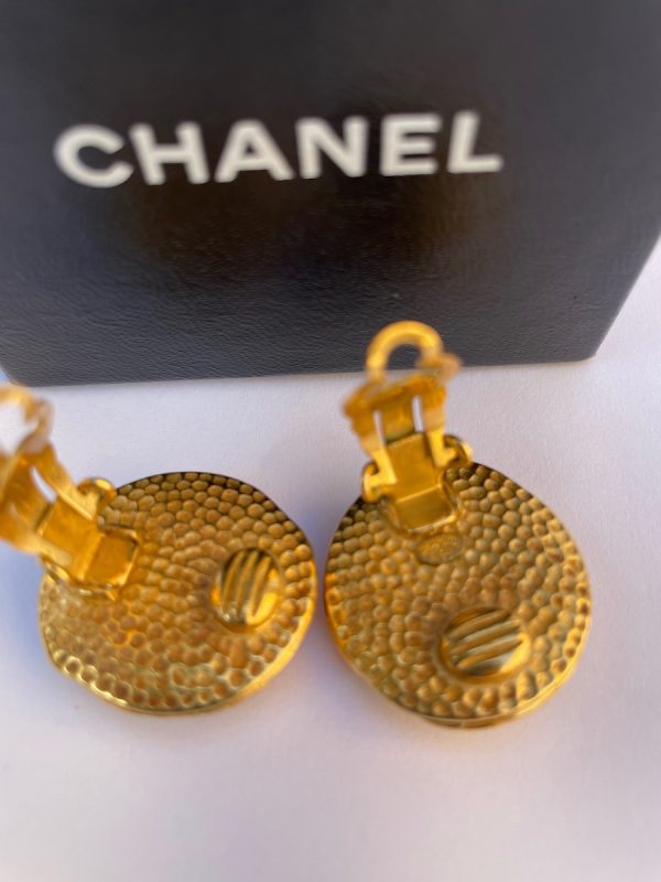 chanel by goossens cabochons earrings gold tone w/chanel letters 1996