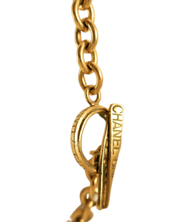 CHANEL By Goossens Cross Pendant Cabochons Necklace CC Logo Gold 1996 - Image 6