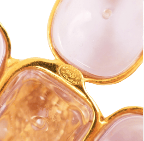 CHANEL By Goossens Cross Pendant Cabochons Necklace CC Logo Gold 1996 - Image 7