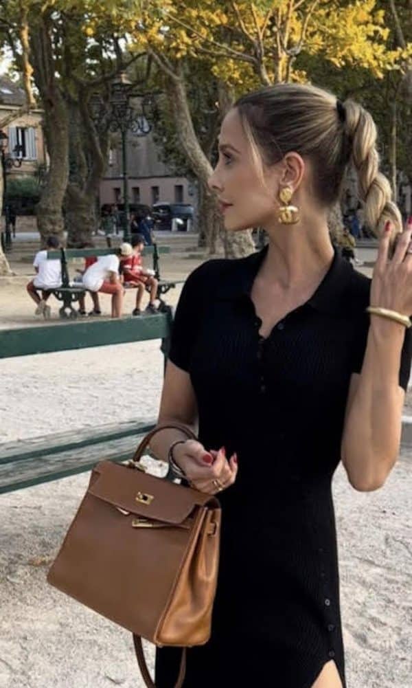 Chanel vintage gold metal earrings