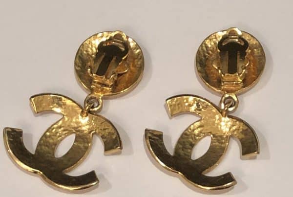 Chanel vintage gold metal earrings
