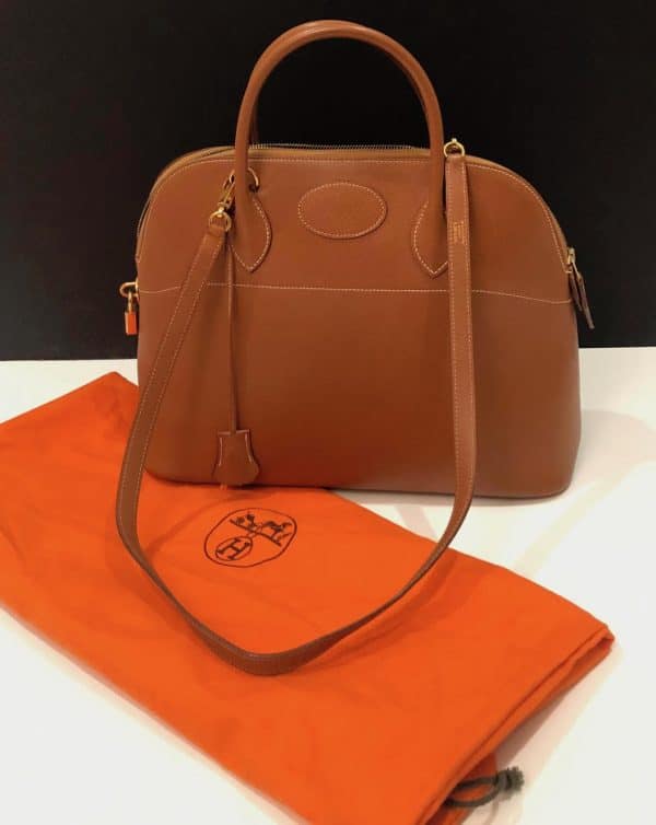 Hermès Tan Bolide Gold Hardware 1995 Vintage