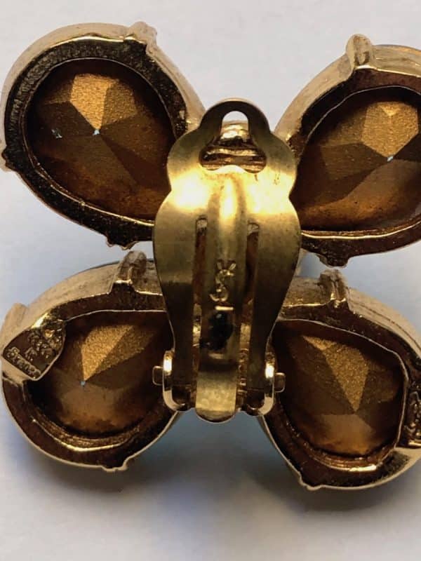 YVES SAINT-LAURENT Vintage YSL Blue Glass Flower Large Earrings - Image 5