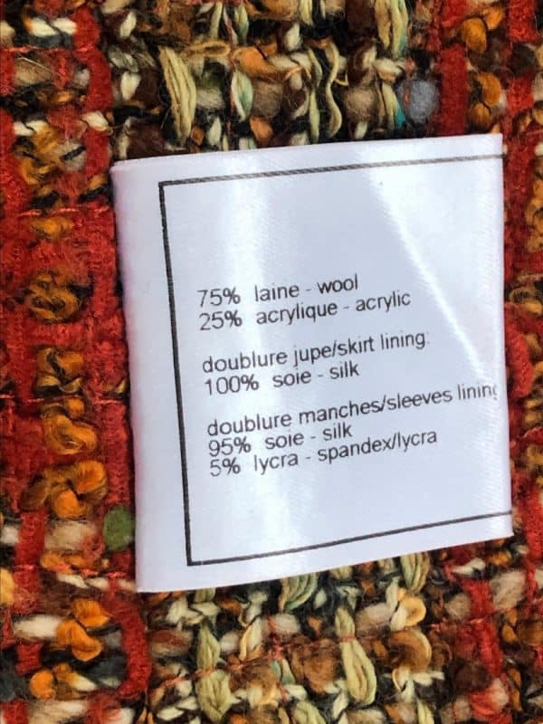 CHANEL 1998 Orange & Beige Wool Tweed Vintage Skirt Suit Bouclé CC Buttons - Image 14