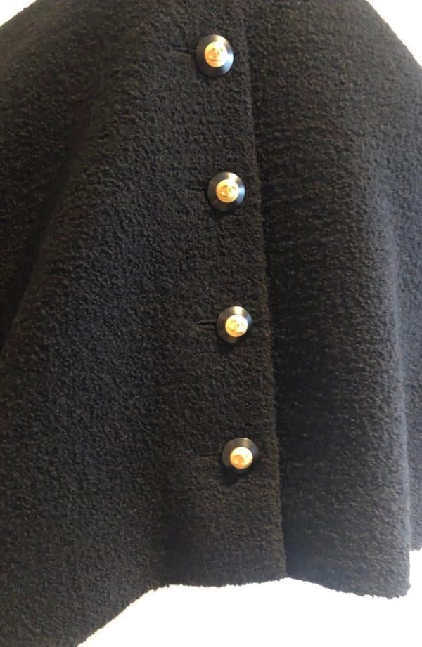 chanel 1993 black jacket tweed bouclé wool skirt suit cc logo single breasted