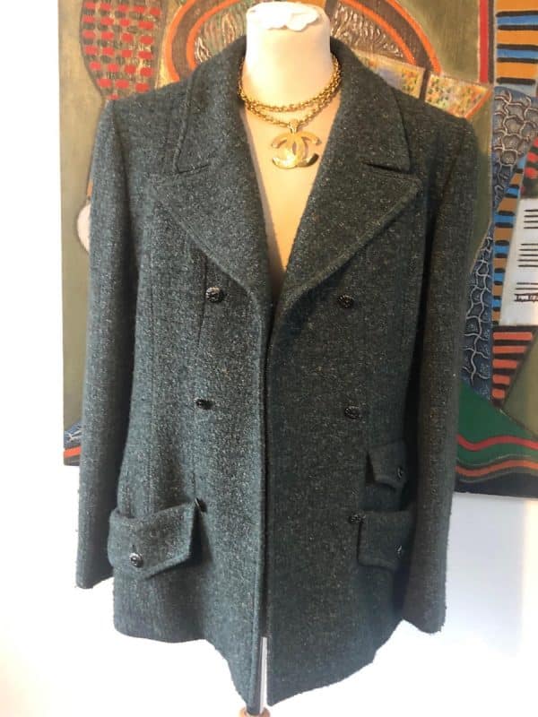 Chanel tweed green jacket