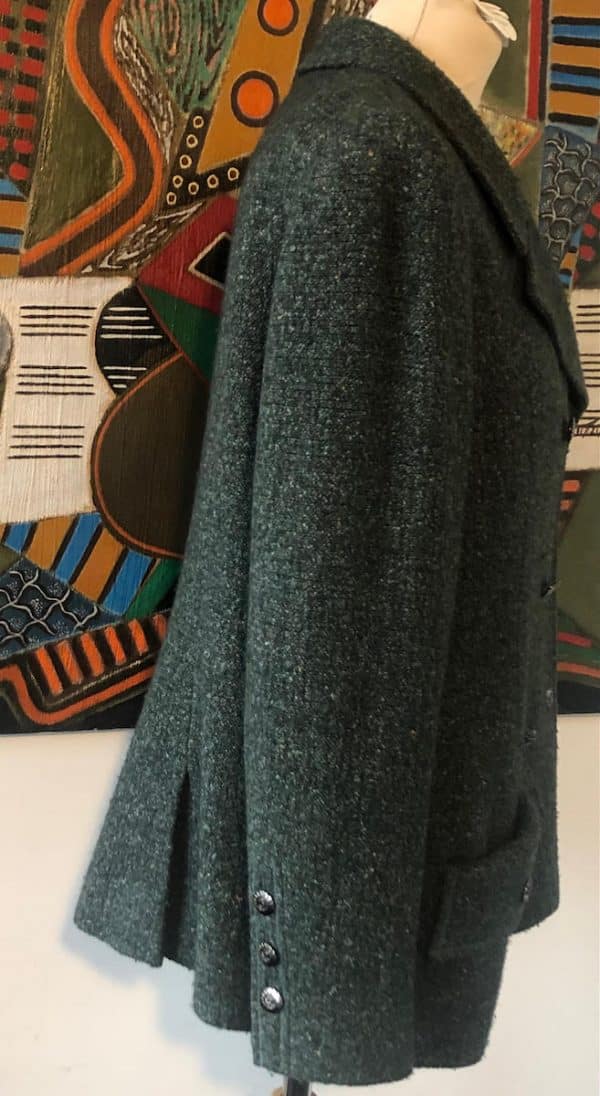 CHANEL 1997 Green Tweed Wool Bouclé Jacket Pre-Owned Double Breasted - Image 6