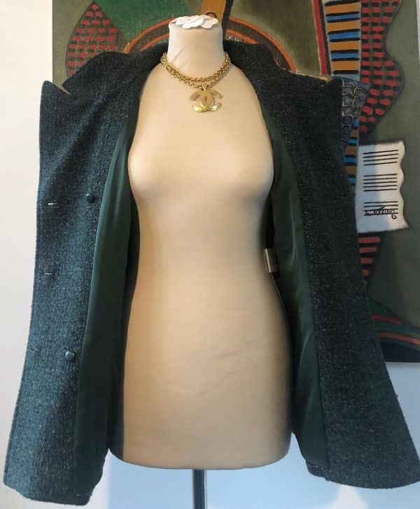 chanel tweed green jacket