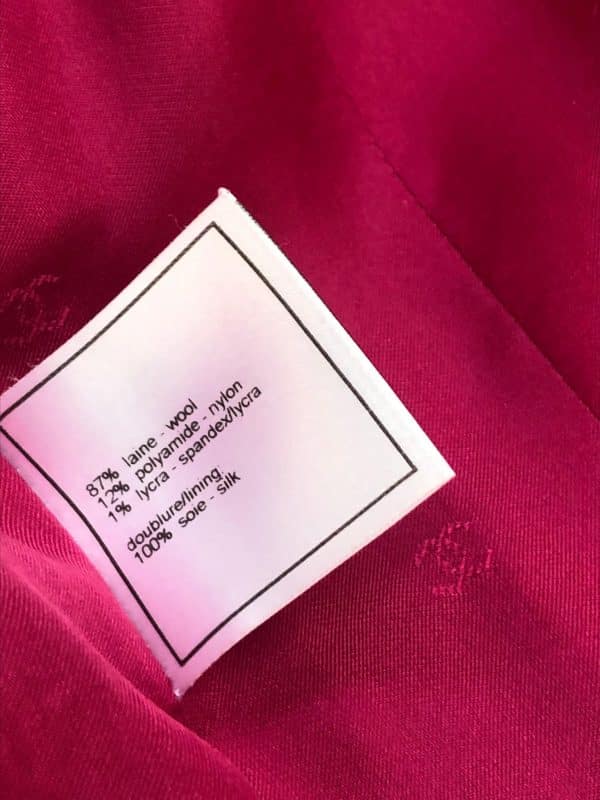 CHANEL 1998 Wool Jacket Tweed Skirt Suit Pink CC Logo Buttons - Image 12