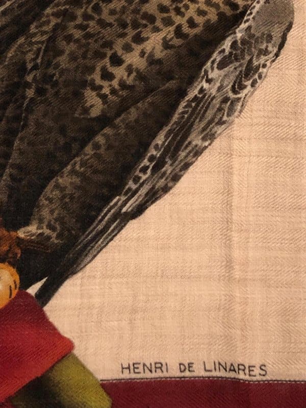 HERMÈS Falconry Cashmere Scarf Chasse A Vols By Henri De Linares W/Box & Knotting Cards - Image 6