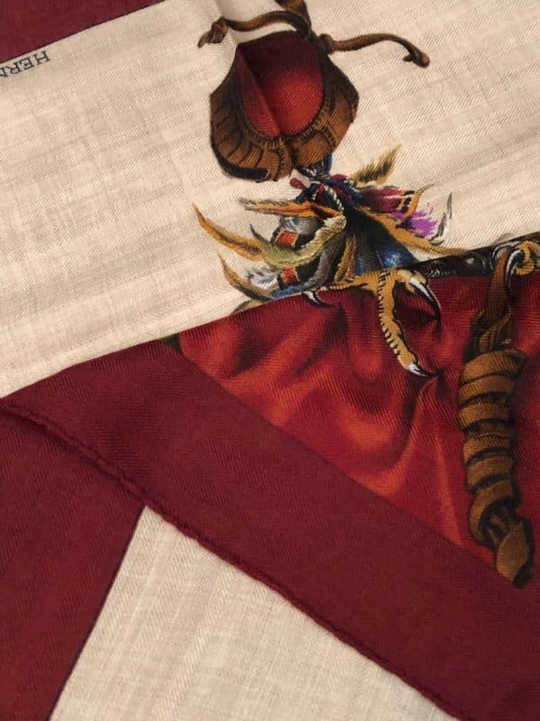 HERMÈS Falconry Cashmere Scarf Chasse A Vols By Henri De Linares W/Box & Knotting Cards - Image 7