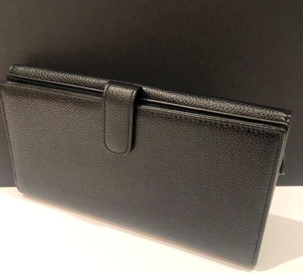 CHANEL Black Caviar Leather CC Logo Long Snap Bifold Wallet 2010 W/Box - Image 4