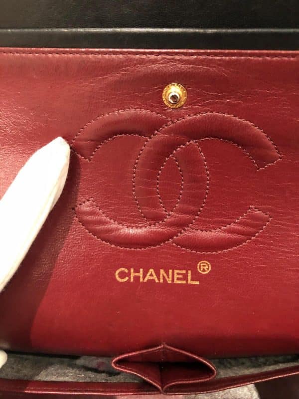 CHANEL Vintage 2.55 Black Double Flap Classic Shoulder Bag Lambskin Circa 1986 - Image 7