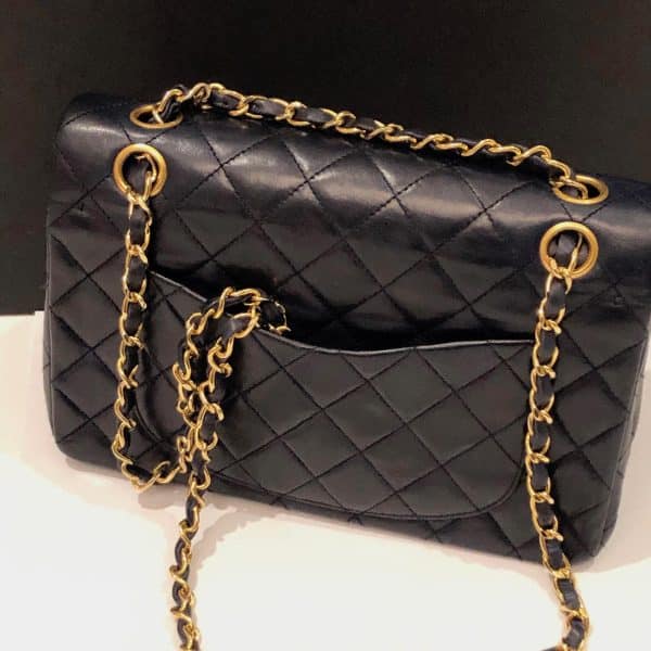CHANEL Vintage 2.55 Navy Double Flap Small Classic Handbag Lambskin Circa 1989 - Image 5