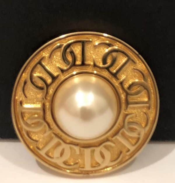 Christian Dior Gold tone CD brooch