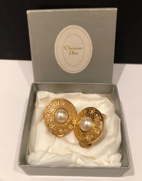 Christian Dior CD gold tone earrings