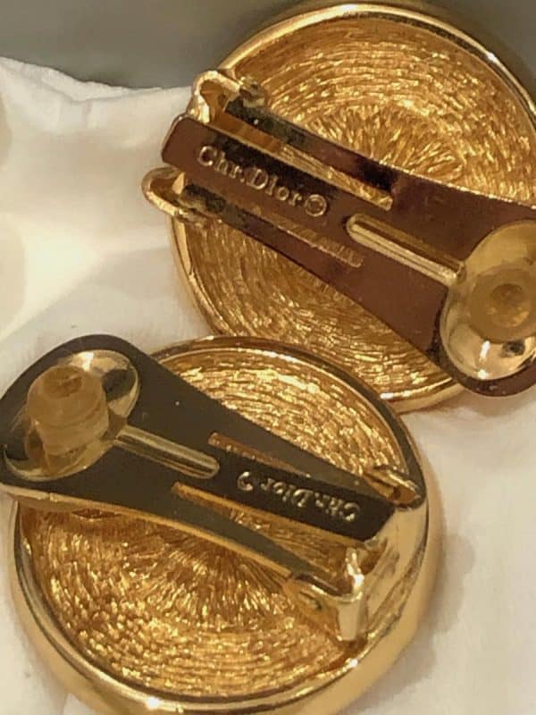 CD Christian Dior gold tone earrings