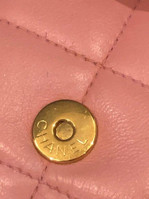 CHANEL Pink Lambskin Quilted Mini Chocolate Bar Camellia Flap 2003-2004 W/Box - Image 12