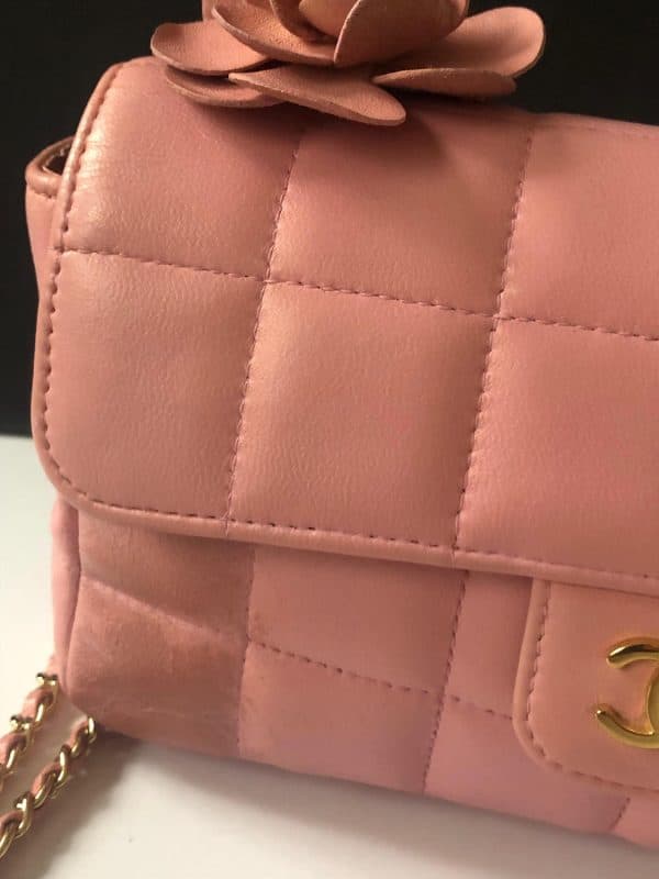 CHANEL Pink Lambskin Quilted Mini Chocolate Bar Camellia Flap 2003-2004 W/Box - Image 15