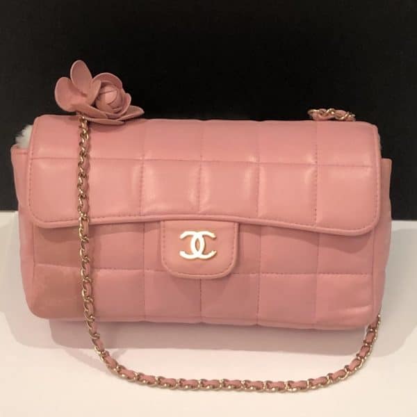CHANEL Pink Lambskin Quilted Mini Chocolate Bar Camellia Flap 2003-2004 W/Box - Image 2