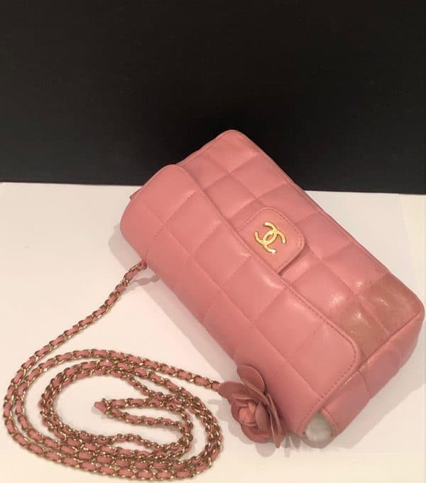 CHANEL Pink Lambskin Quilted Mini Chocolate Bar Camellia Flap 2003-2004 W/Box - Image 5