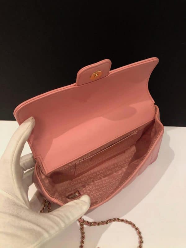 CHANEL Pink Lambskin Quilted Mini Chocolate Bar Camellia Flap 2003-2004 W/Box - Image 7