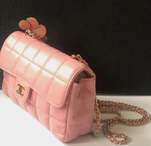 CHANEL Pink Lambskin Quilted Mini Chocolate Bar Camellia Flap 2003-2004 W/Box - Image 9