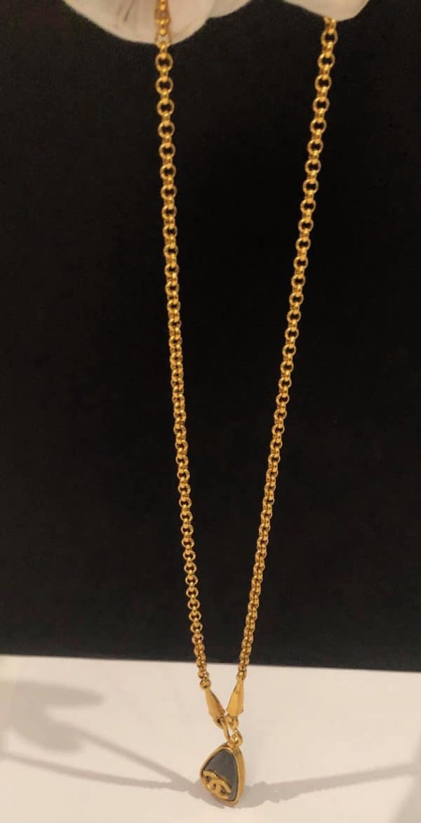 CHANEL Vintage Long Chain Necklace Teardrop CC Logo Pendant W/Box 1997 - Image 5
