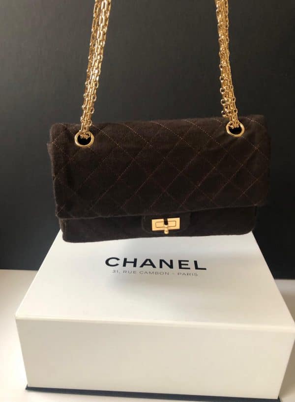 CHANEL Vintage Quilted Silk Velvet Grosgrain 2.55 Double Flap Bag C.1955-71 W/Box - Image 4