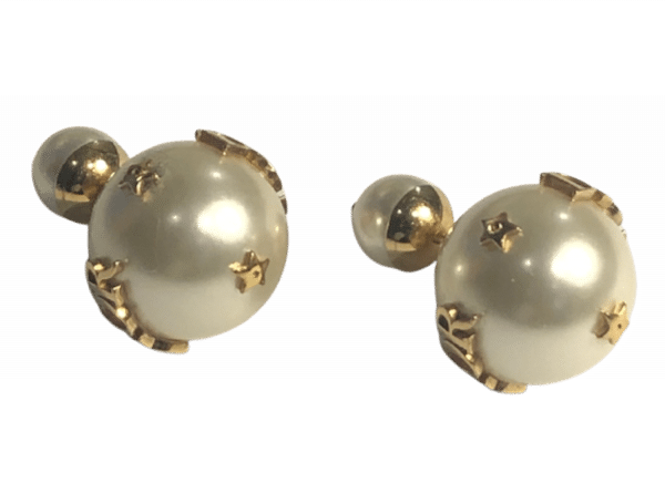 DIOR Sphere Earrings With Gold DIOR Logos and White Pearls - Image 5