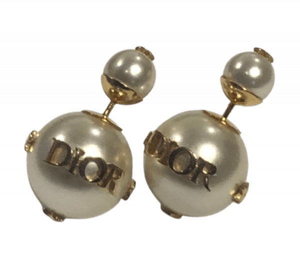 DIOR TRIBALES EARRINGS Gold-Finish Metal and White Resin Pearls