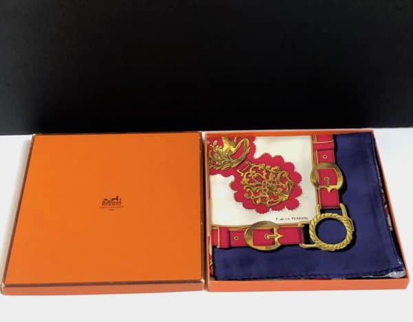 hermÈs vintage silk scarf cuivreries equestrian by françoise de la perrière w/box