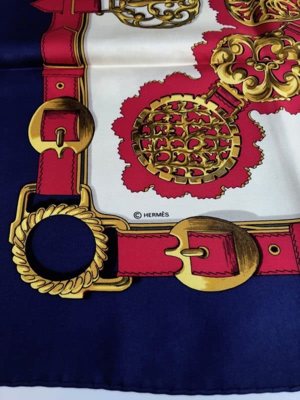 hermÈs vintage silk scarf cuivreries equestrian by françoise de la perrière w/box