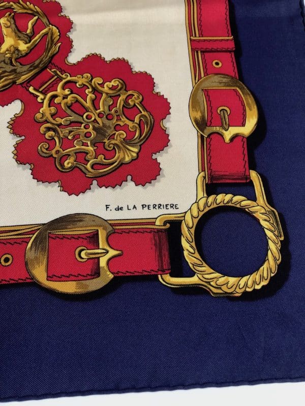 hermÈs vintage silk scarf cuivreries equestrian by françoise de la perrière w/box