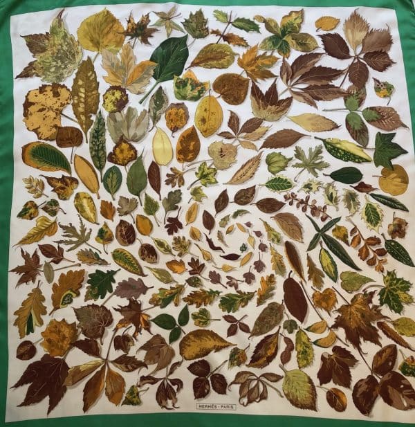hermÈs vintage silk scarf feuilles d'automne tourbillons by christiane vauzelles c.1996 w/box
