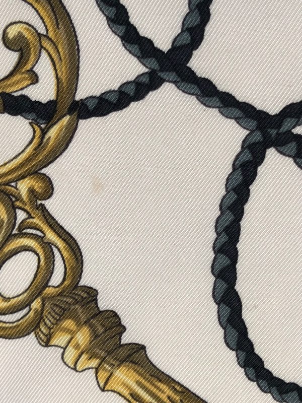 hermÈs vintage silk scarf les clefs by cathy latham black gold w/box